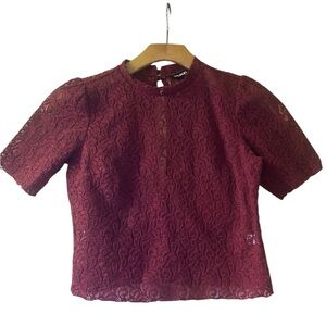 Tilden Burgundy Lace Short Sleeve Top